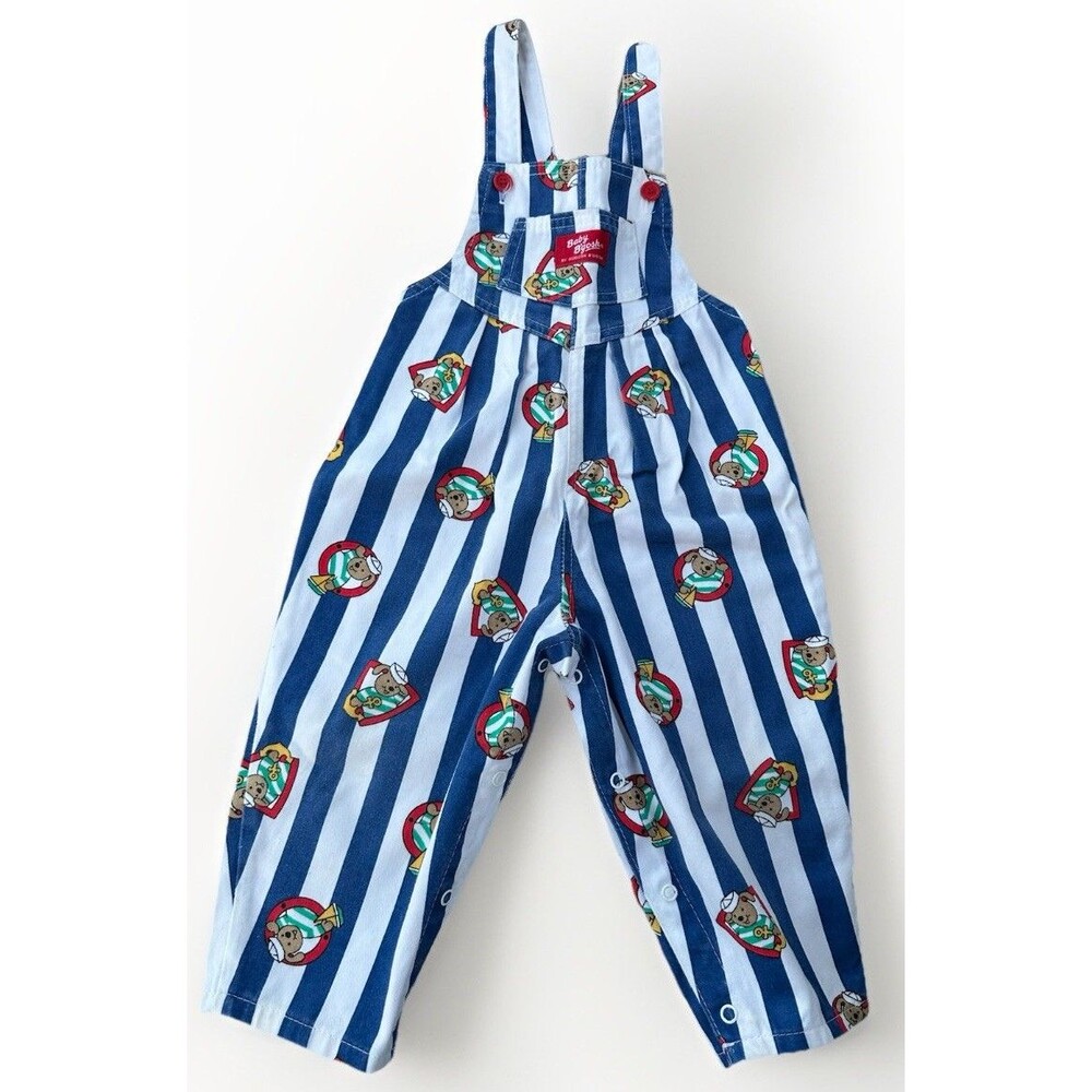 Vintage 1980’s Baby B’gosh By Oshkosh All Over Print Sailor Puppy Overalls 24M